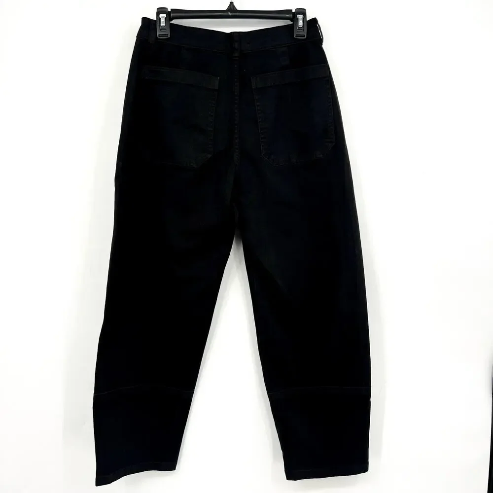 EVERLANE Women's The Utility Barrel Pants Size 12 TALL Black Cotton Twill NWT